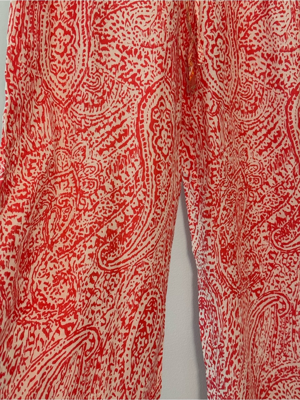 Altar'd State Red Paisley Wide-Leg Pull-On Pants - Picture 4 of 7
